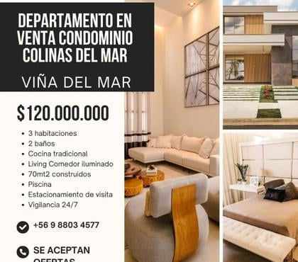 Inmobiliaria Viña del Mar Valparaíso - Fotos de Vendo depto 3d-2b-70mt2 Viña del Mar $12.000.000