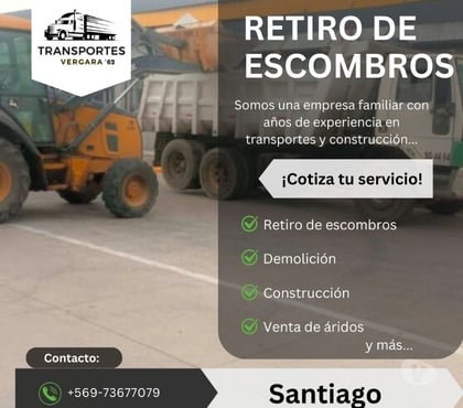 Fletes y Mudanzas - Transportes Cerrillos Santiago - Fotos de Retiro de escombros, demolición, construcción. CERRILLOS