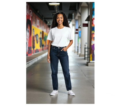 Ropa - Accesorios Ñuñoa Santiago - Fotos de Jeans Niñas Tiro Alto Azul Oscuro Trabas Cintura Talla Xs