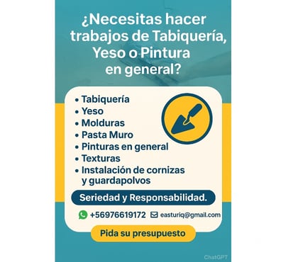 Reparaciones-Decoraciones La Florida Santiago - Fotos de Necesitas hacer trabajos de Yeso, Pintura o Tabiqueria?