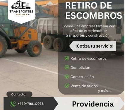 Fletes y Mudanzas - Transportes Providencia Santiago - Fotos de Retiro de escombros, construcción, demolición PROVIDENCIA