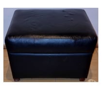 Futon Pouf rectangular de cuero sintetico color Negro