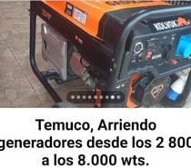 Arriendo generadores electricos desde los 2 800 a los 8.000.