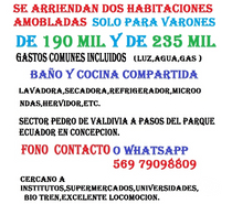 SE ARRIENDAN DOS HABITACIONES SOLO PARA VARONES