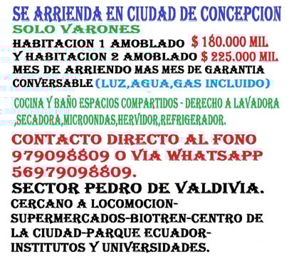 Arriendo de piezas Concepción Concepción - Fotos de SE ARRIENDAN DOS HABITACIONES SOLO PARA VARONES