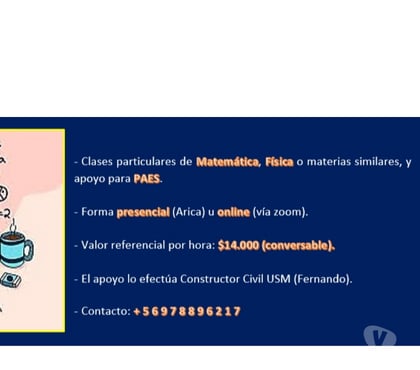 Clases Particulares de Apoyo Arica Arica - Fotos de Clases Matemática y Física - Enseñanza Media