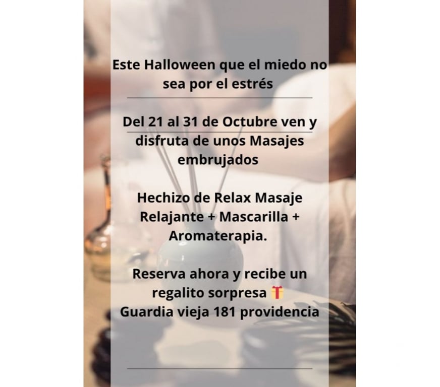 Masajes Santiago Providencia - Fotos de MASAJES EMBRUJADOS, PROMOCION HALLOWEN