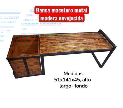 Accesorios Casa-Jardín Maipú Santiago - Fotos de Banca macetero metal madera