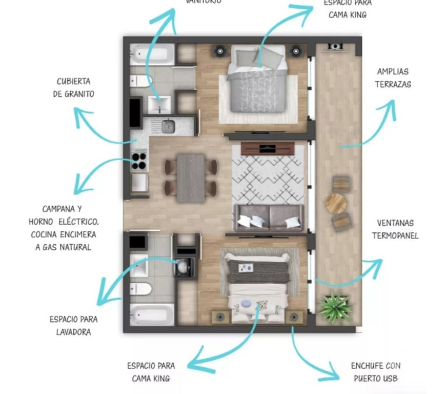 Arriendos Concepción San Pedro de la Paz - Fotos de Departamento 2 D Mariposa Huertos Familiares Nuevo