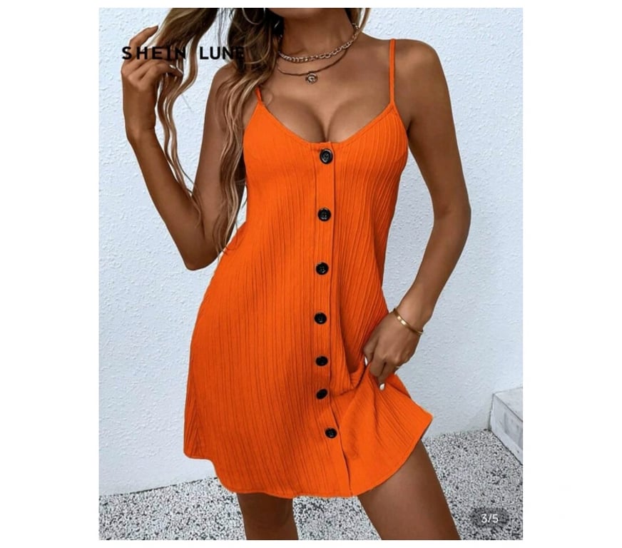 Ropa - Accesorios Elqui La Serena - Fotos de Vestido casual naranja con botones - Nuevo talla S