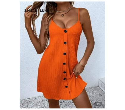 Ropa - Accesorios La Serena Elqui - Fotos de Vestido casual naranja con botones - Nuevo talla S