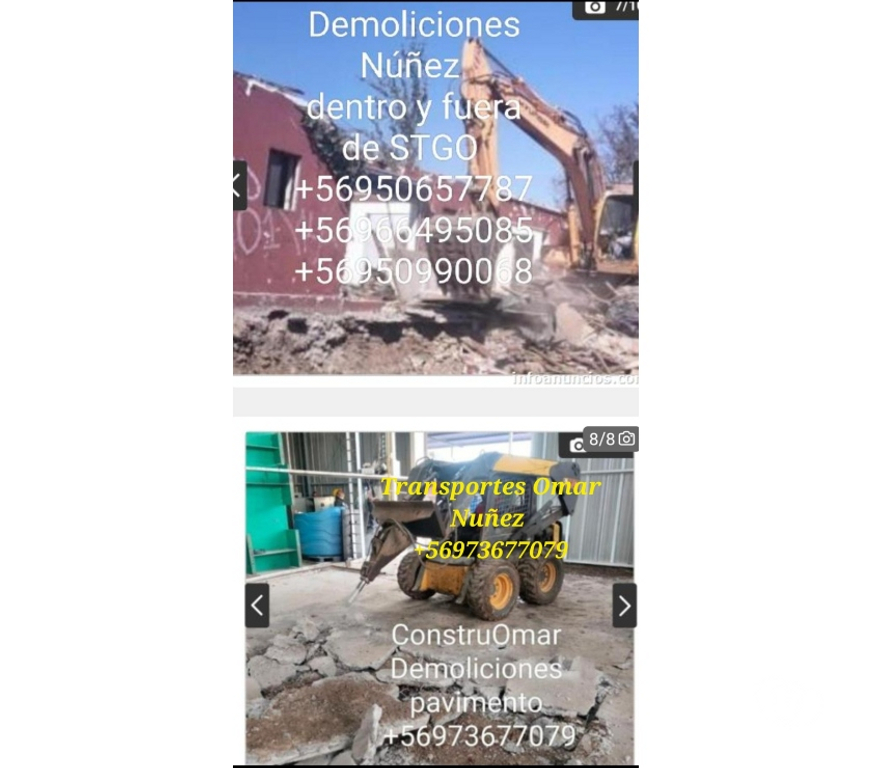 Fletes y Mudanzas - Transportes Santiago Recoleta - Fotos de Demolicion recoleta retiro de escombros stgo +56950990070