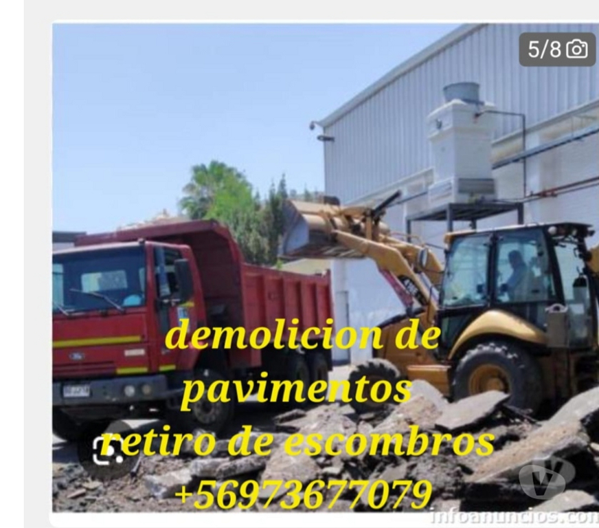 Fletes y Mudanzas - Transportes Santiago Quilicura - Fotos de demolicion y conteucion de pavimentos y asfaltos 973677079