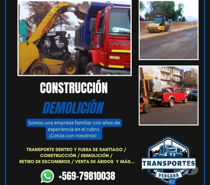 Fletes y Mudanzas - Transportes Santiago Estación Central - Fotos de 979810038-Construcción, demolición, retiro de escombro.