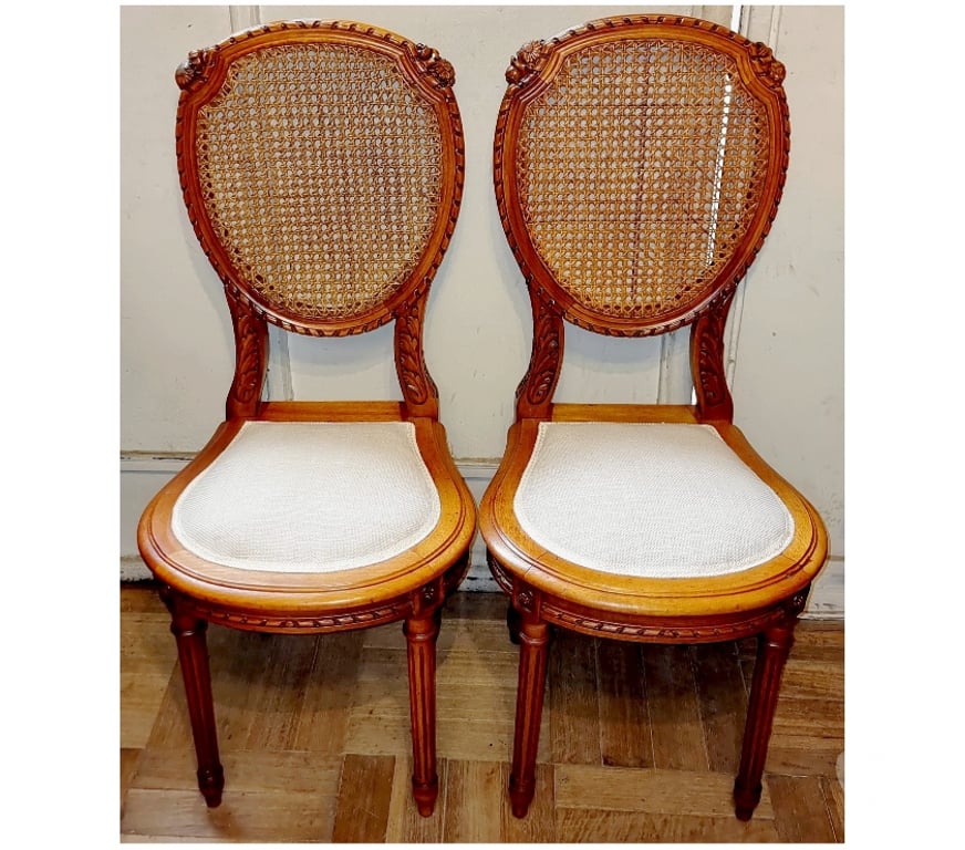 Muebles Santiago Quinta Normal - Fotos de Sillas de Salon estilo Luis XVI con Junco en madera de Nogal