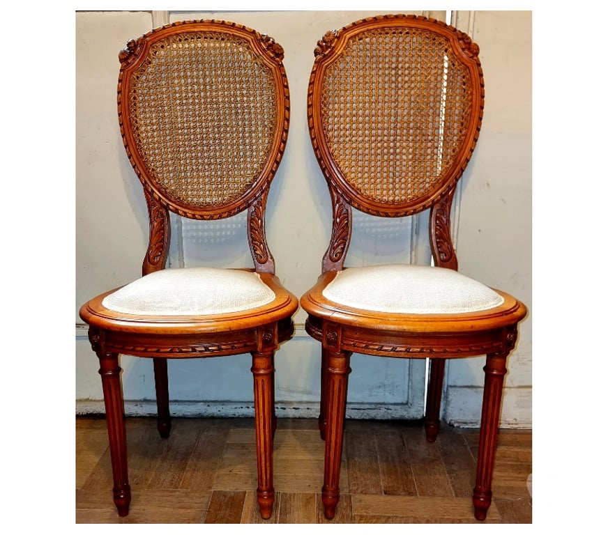 Muebles Santiago Quinta Normal - Fotos de Sillas de Salon estilo Luis XVI con Junco en madera de Nogal