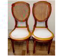 Sillas de Salon estilo Luis XVI con Junco en madera de Nogal