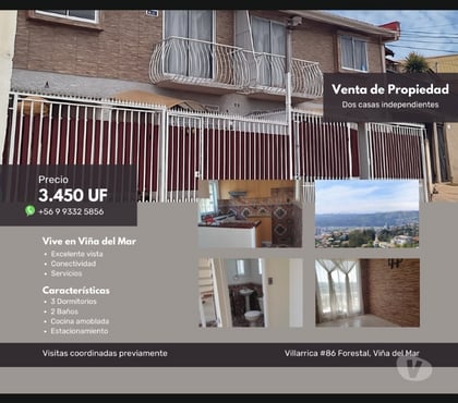 Inmobiliaria Viña del Mar Valparaíso - Fotos de Propiedad Sólidas con 2 casas Independientes