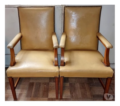 Muebles Quinta Normal Santiago - Fotos de Sillones estilo Directorio con Cuero Cafe madera de Encina