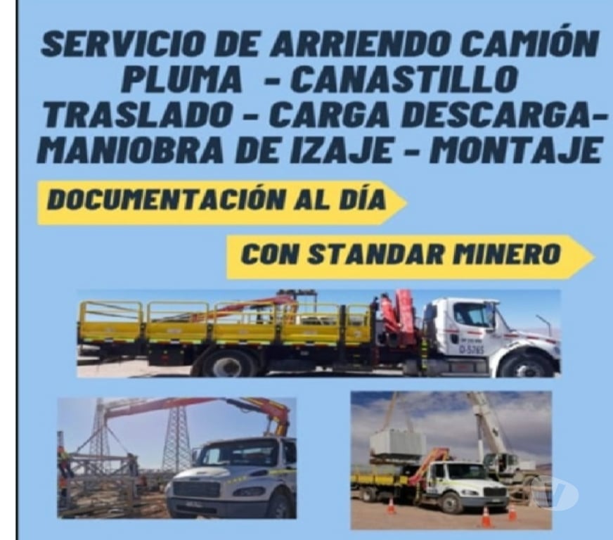 Fletes y Mudanzas - Transportes El Loa Calama - Fotos de ARRIENDO CAMIÓN PLUMA MENSUAL Y DIRIO