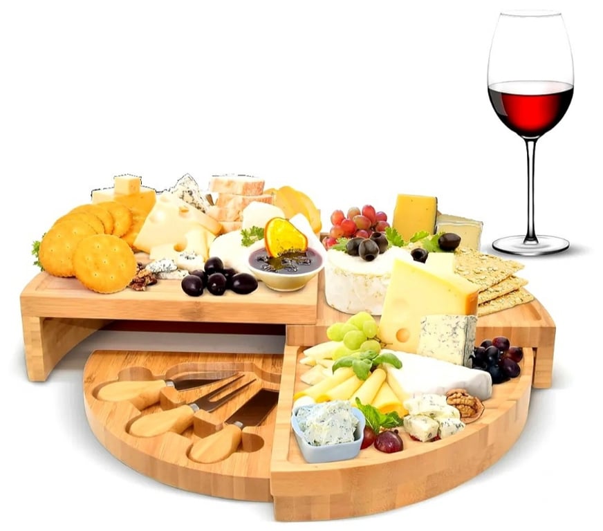 Varios Santiago Quinta Normal - Fotos de Juego Tablas para Quesos y Charcuteria Redondo de Bambú YGD