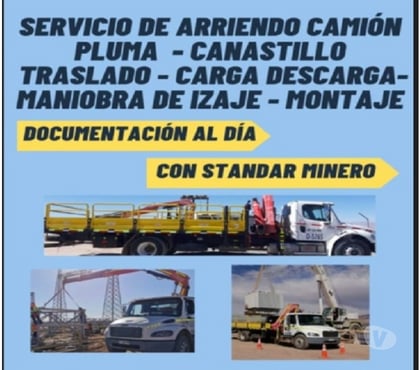 Fletes y Mudanzas - Transportes Tocopilla Tocopilla - Fotos de ARRIENDO CAMIÓN PLUMA MENSUAL Y DIARIO