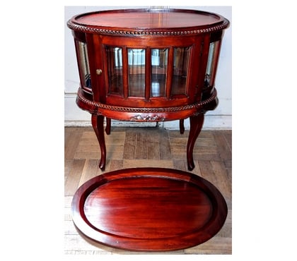 Muebles Quinta Normal Santiago - Fotos de Licorero ovalado con 2 puertas y vidrios biselados de Teca