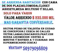 SE ARRIENDA HABITACION SOLO PARA VARON